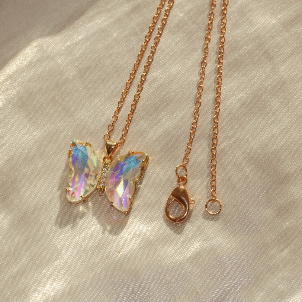 Gold Butterfly Pendant Necklace - Picture 5 of 9